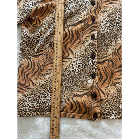 Vintage IRKA Womens Cardigan Medium Silk Blend Knit Animal Print Leopard Cheetah - Picture 6 of 11